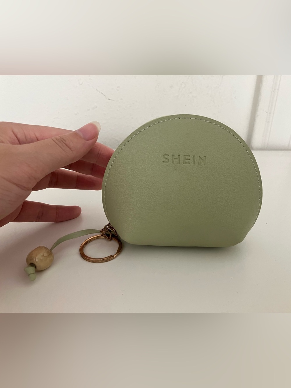 SHEIN Mint Green Rounded Coin Pouch with Gold Key Ring